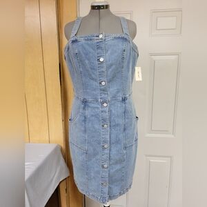 On 34th Denim Pinafore Dress